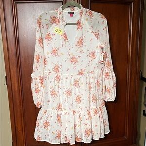 Vince Camuto White Floral Tiered Tunic Dress Size XS NWT